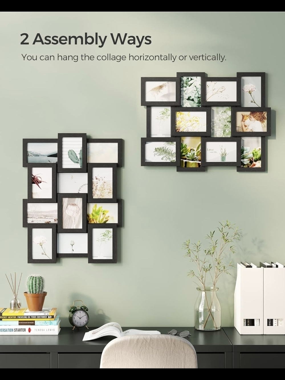 Set of 12 Black Ink Collage Picture Frames - Size 4x6  - New